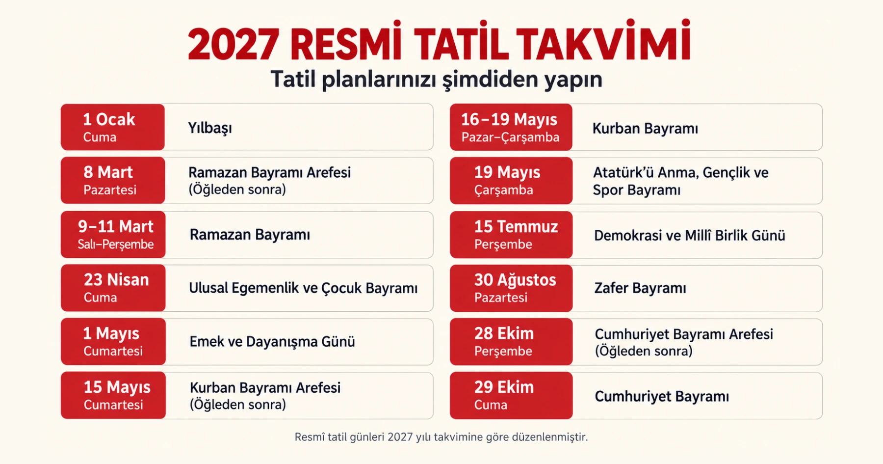 2027 Resmi Tatil Günleri! Oda Prime ile Erken Planlama Rehberi